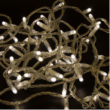 Гирлянда светодиодная Нить 10м 100 LED ТЕПЛЫЙ БЕЛЫЙ прозрачный ПВХ IP65 эффект мерцания 230В соединяется нужен блок 303-500-1 NEON-NIGHT