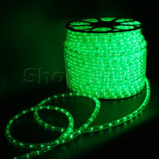 Светодиодный дюралайт VELA 2-х проводной, зеленый, кратность резки 1 метр, диаметр 13 мм, 220 В, 100 м